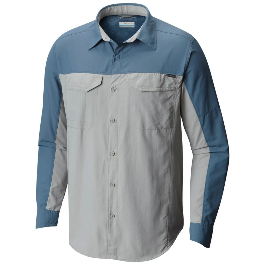 Columbia Men Grey Silver Ridge Blocked Long Sleeve Shirt (Sun Protection) Recycled materials Breathable fabric