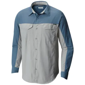 Columbia Men Grey Silver Ridge Blocked Long Sleeve Shirt (Sun Protection) Recycled materials Breathable fabric