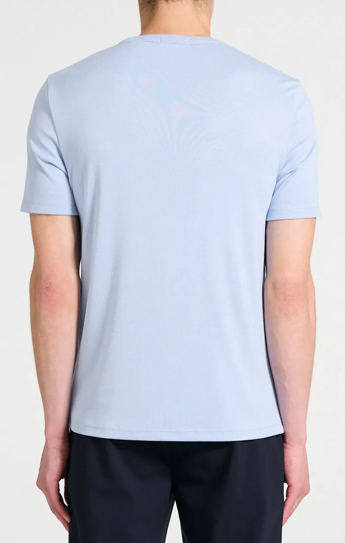 Theory Essential Tee in Anemone - Clear Sky Soft Pants Simple Layering