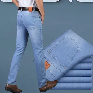 Men's 2020 Fashion Business Stretch Denim Trouser Casual Light Blue Vintage Pant Casual Friday Durable Athlete Fit