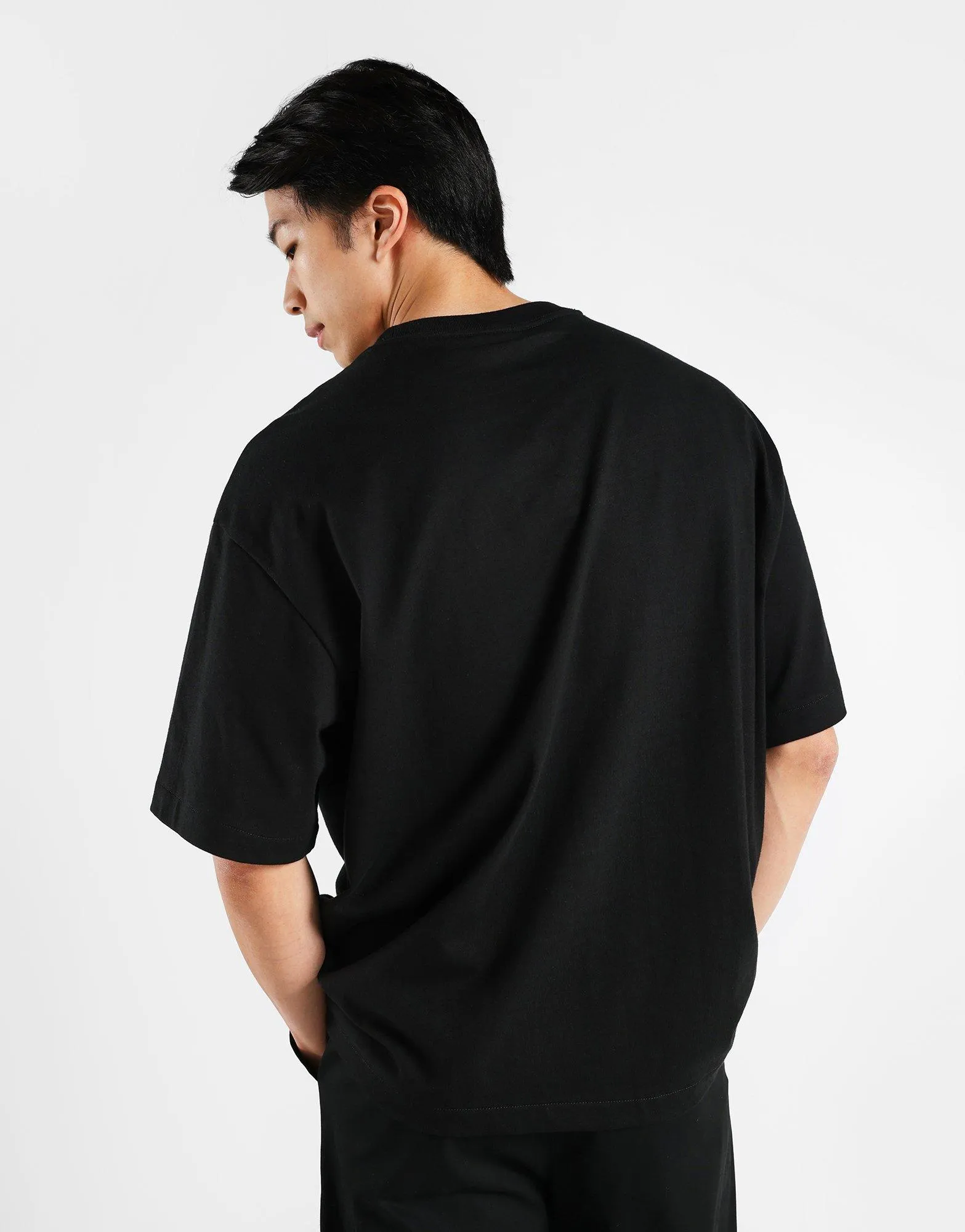 Ribbed Collar Design Crewneck T-Shirt