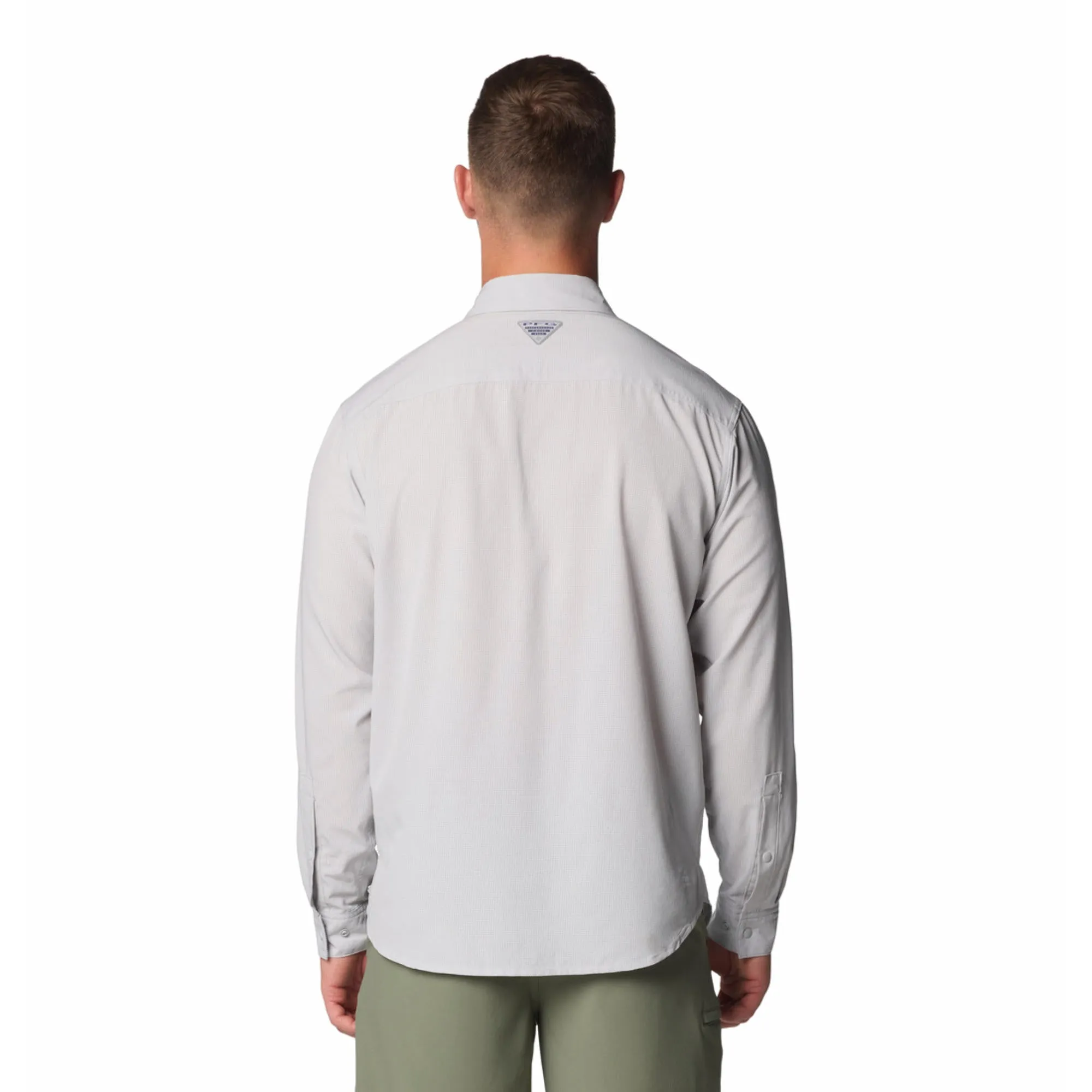 Columbia Men Black PFG Solar Breeze Woven LS Shirt SoftTouch Texture Outdoor Shirt