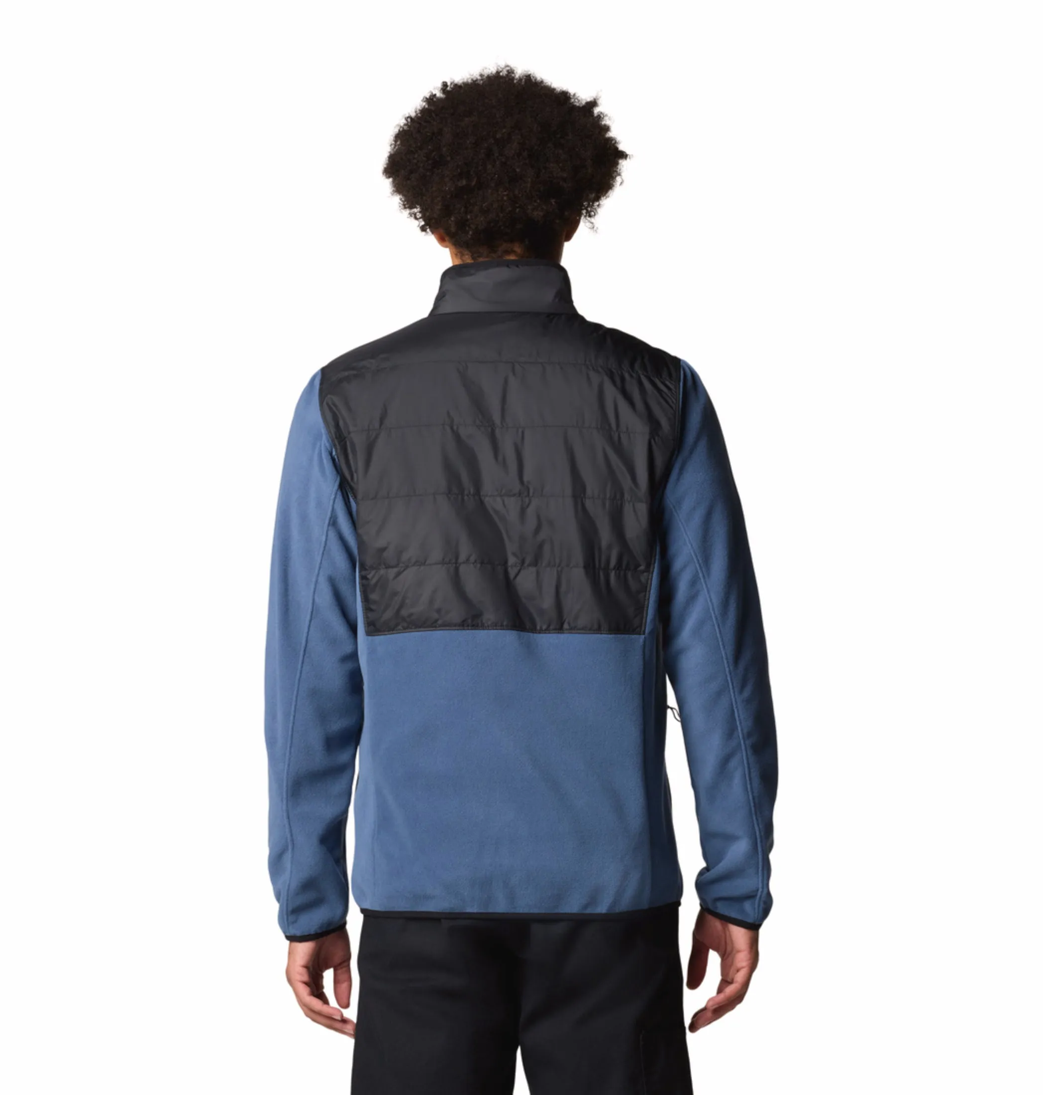 Columbia Men Navy Blue OmniHeat Reflective Basin Butte II Fleece Jacket Modern Texture