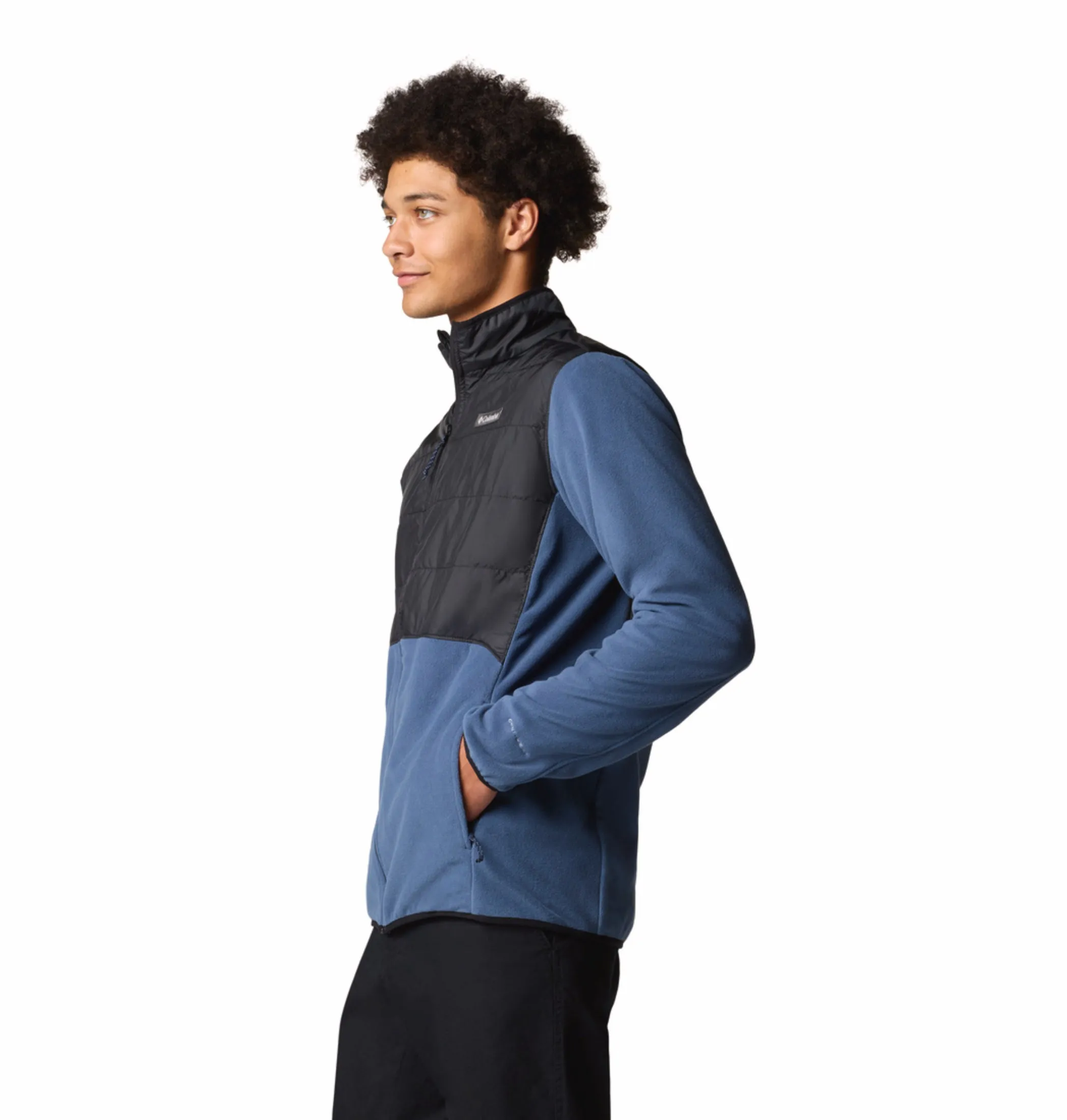 Columbia Men Navy Blue OmniHeat Reflective Basin Butte II Fleece Jacket Anti Static Layer