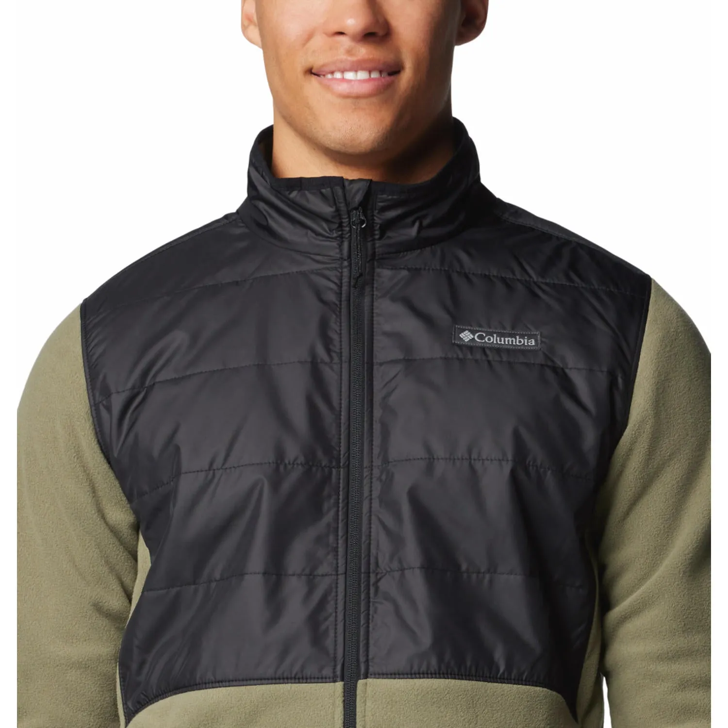 Columbia Men Green Basin Butte Full Zip Fleece II Commuter Fit Placket Reinforcement