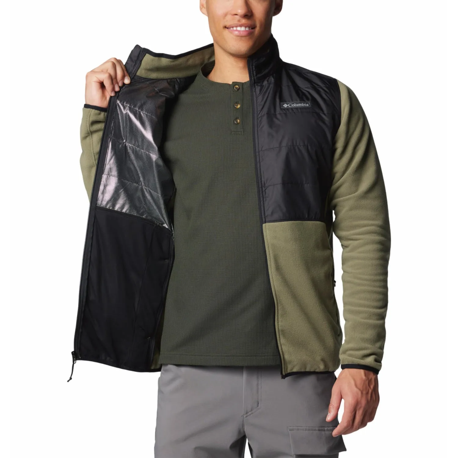 Active Gear Columbia Men Green Basin Butte Full Zip Fleece II