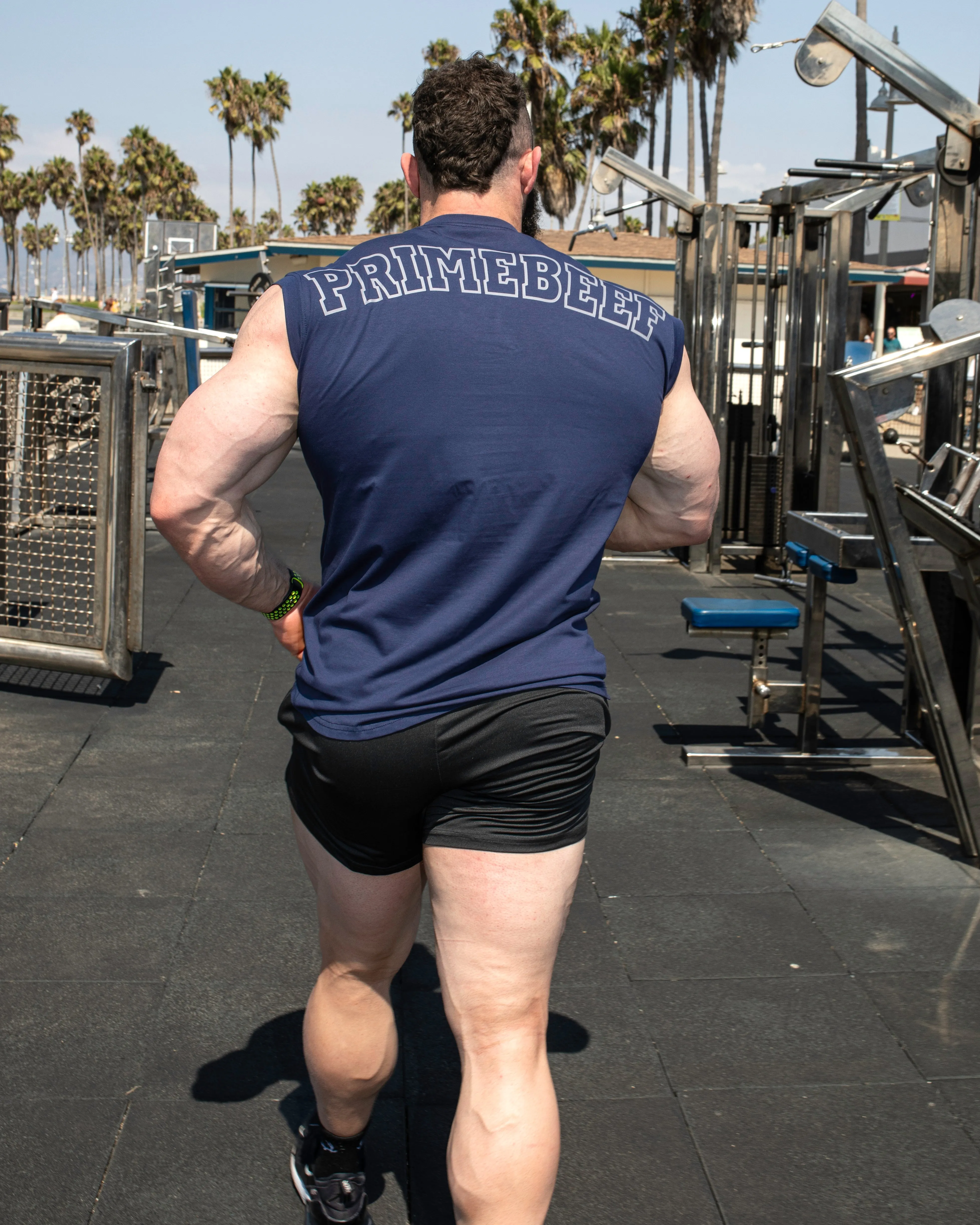 CUTOFF MUSCLE TEE - PRIMEBEEF / NAVY BLUE Air Flow suitable for miners