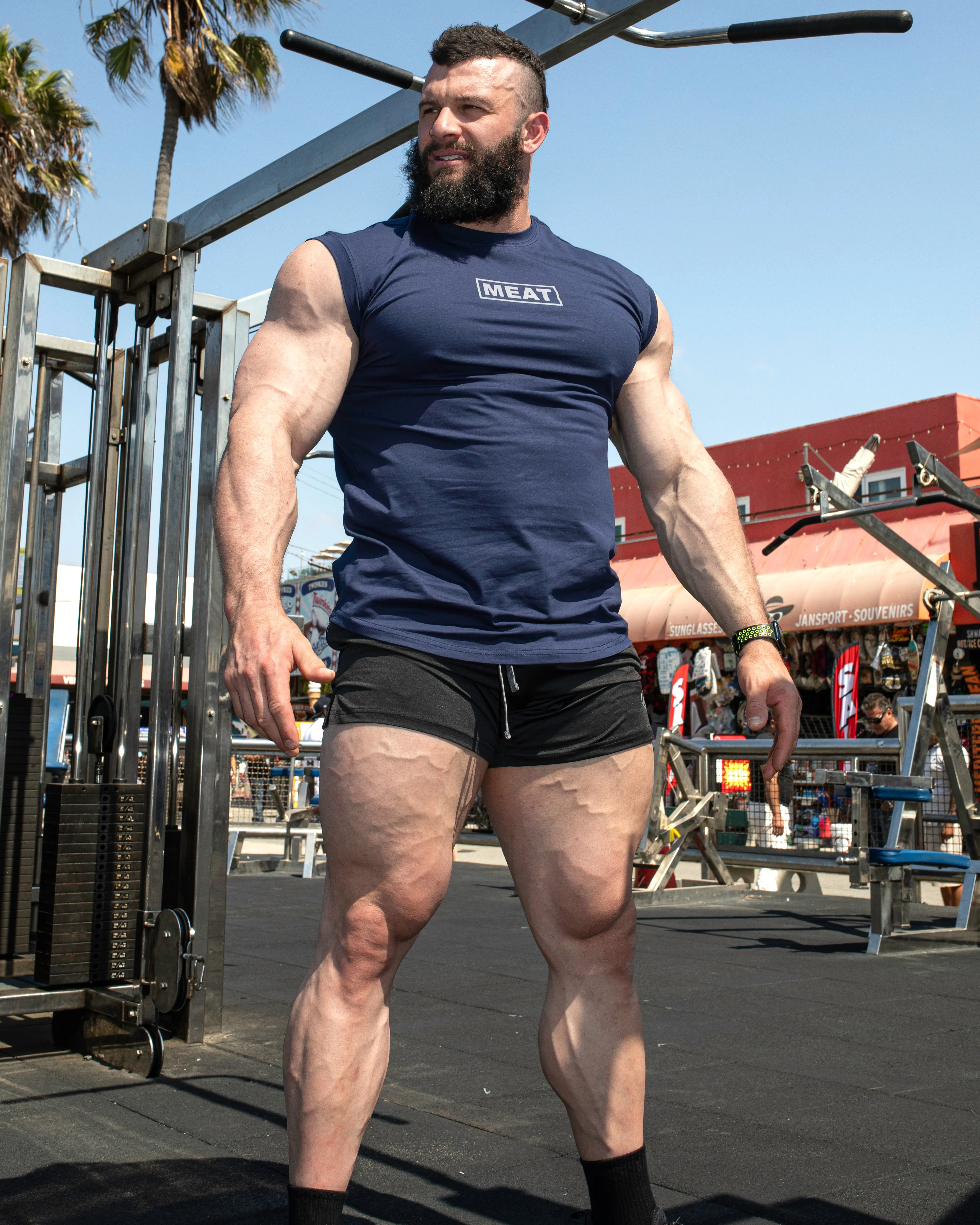 CUTOFF MUSCLE TEE - PRIMEBEEF / NAVY BLUE low - altitude use