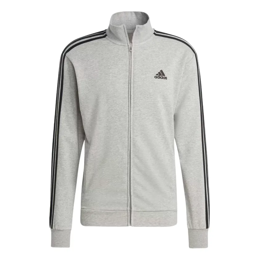 Adidas Tuta da uomo in cotone garzato Basic 3-Stripes Frecnh Terry IC6748 grigio-nero Athletic Performance Gym Comfort