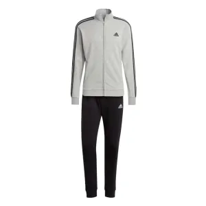 Adidas Tuta da uomo in cotone garzato Basic 3-Stripes Frecnh Terry IC6748 grigio-nero Sleek Performance