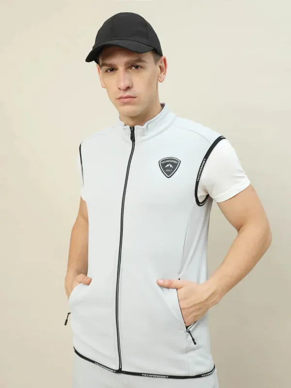low speed Men Solid Slim Fit Mock Neck Jacket with TECHNOLITE