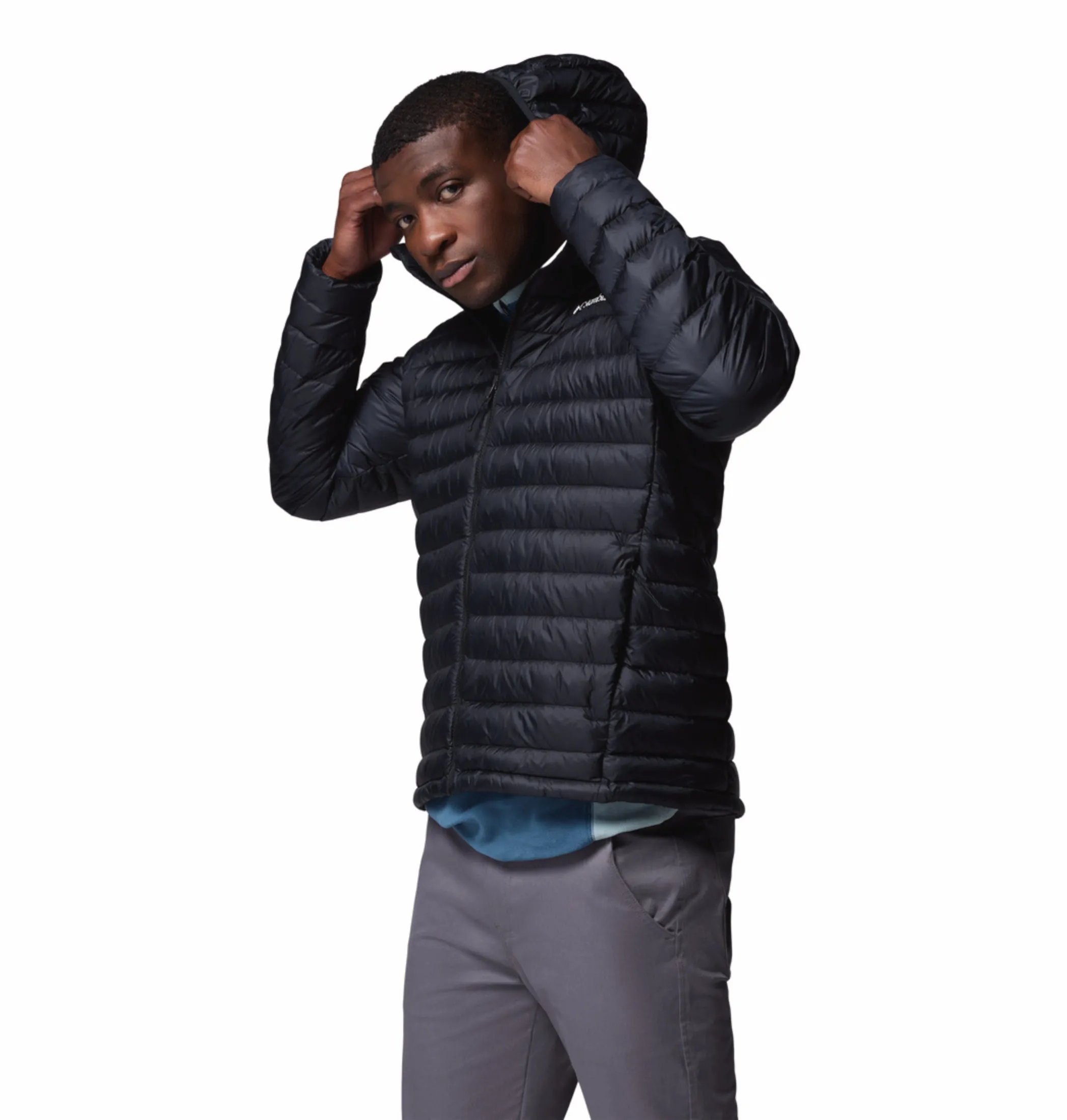 Wrinkle-Resistant Adjustable Hem Columbia Men Black OmniShield Corelite Down Jacket