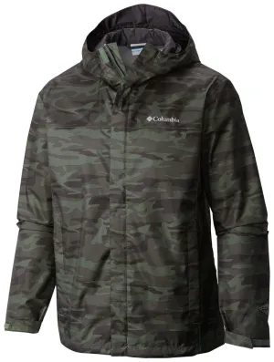Columbia Men Green Watertight Printed Jacket Waterproof Ventilation Grommets Base Warmth