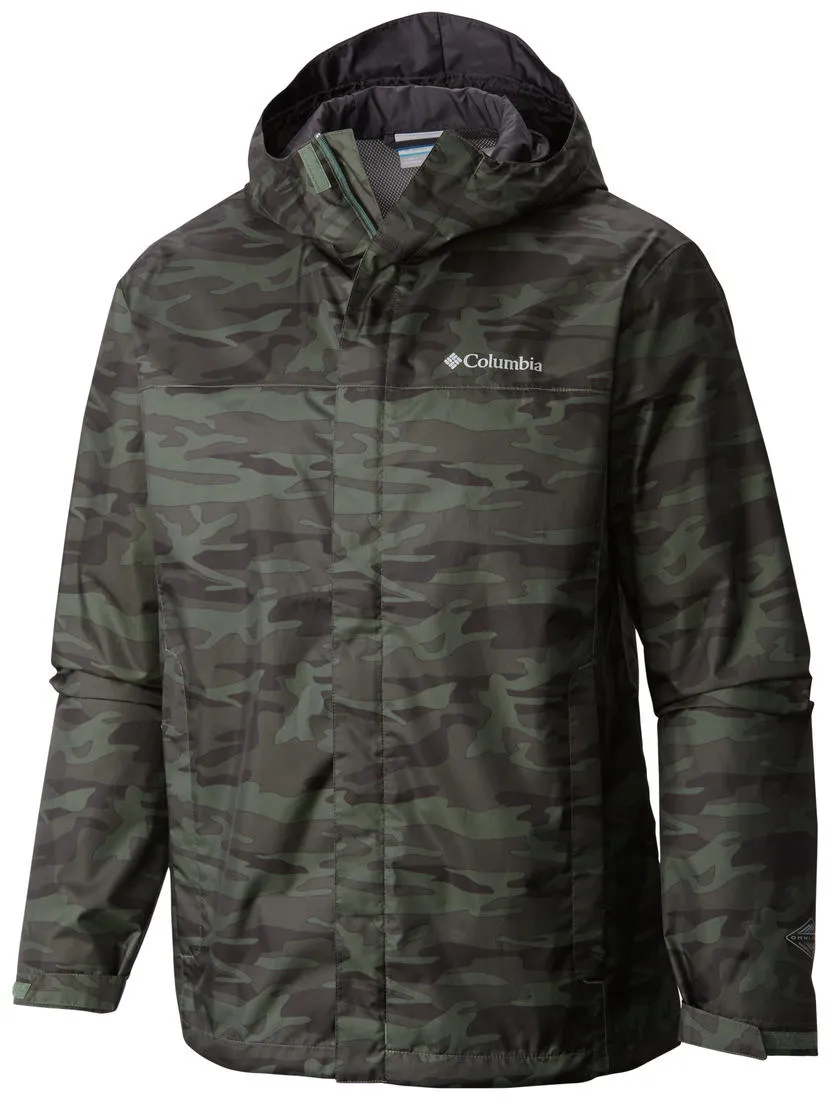Columbia Men Green Watertight Printed Jacket Waterproof Ventilation Grommets Base Warmth