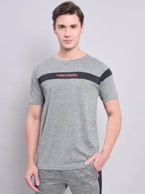 Kids playfulness Stretch Fit Men Melange Slim Fit Crew Neck T-shirt with TECHNO COOL 