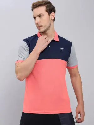 Men Colorblock Slim Fit Polo T-shirt with MATPIQ Fit For Comfort
