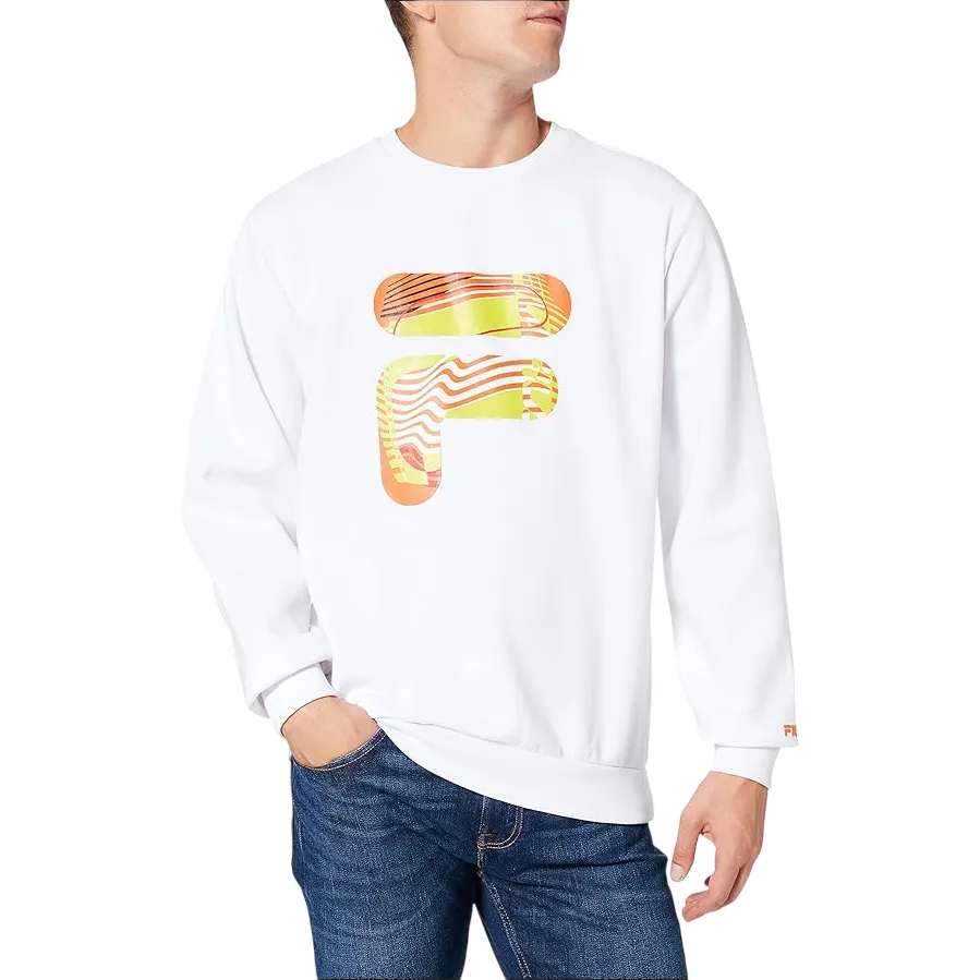 Core Sporty Fila felpa girocollo da uomo Desi Graphic Crew 689033 M67 bianco