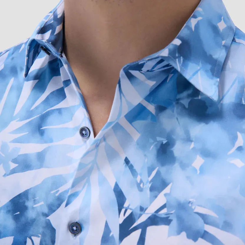 LightweightDesign QuickReleaseClosure Bugatchi Orson Floral Woven Short Sleeve Shirt - Indigo