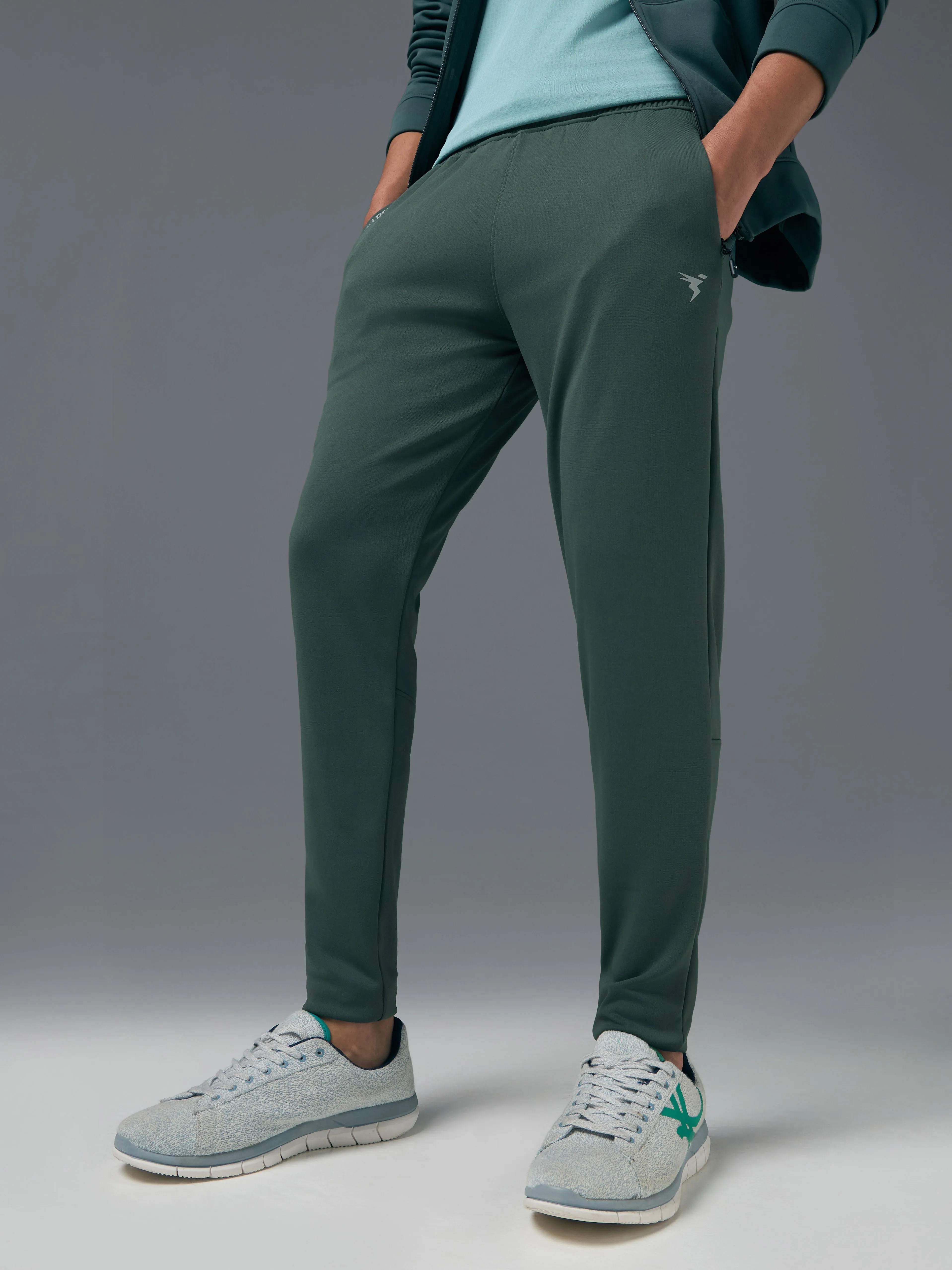 Men Melange Slim Fit Trackpants with TECHNO DRY Outdoor Active