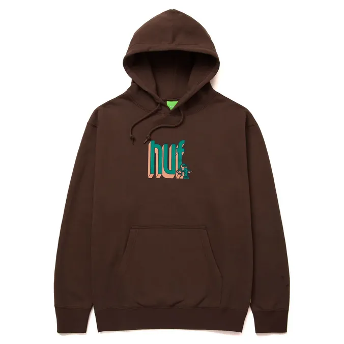 Comfortable Layer wrinkle free Huf felpa con cappuccio da uomo Bookend PF00517 marrone