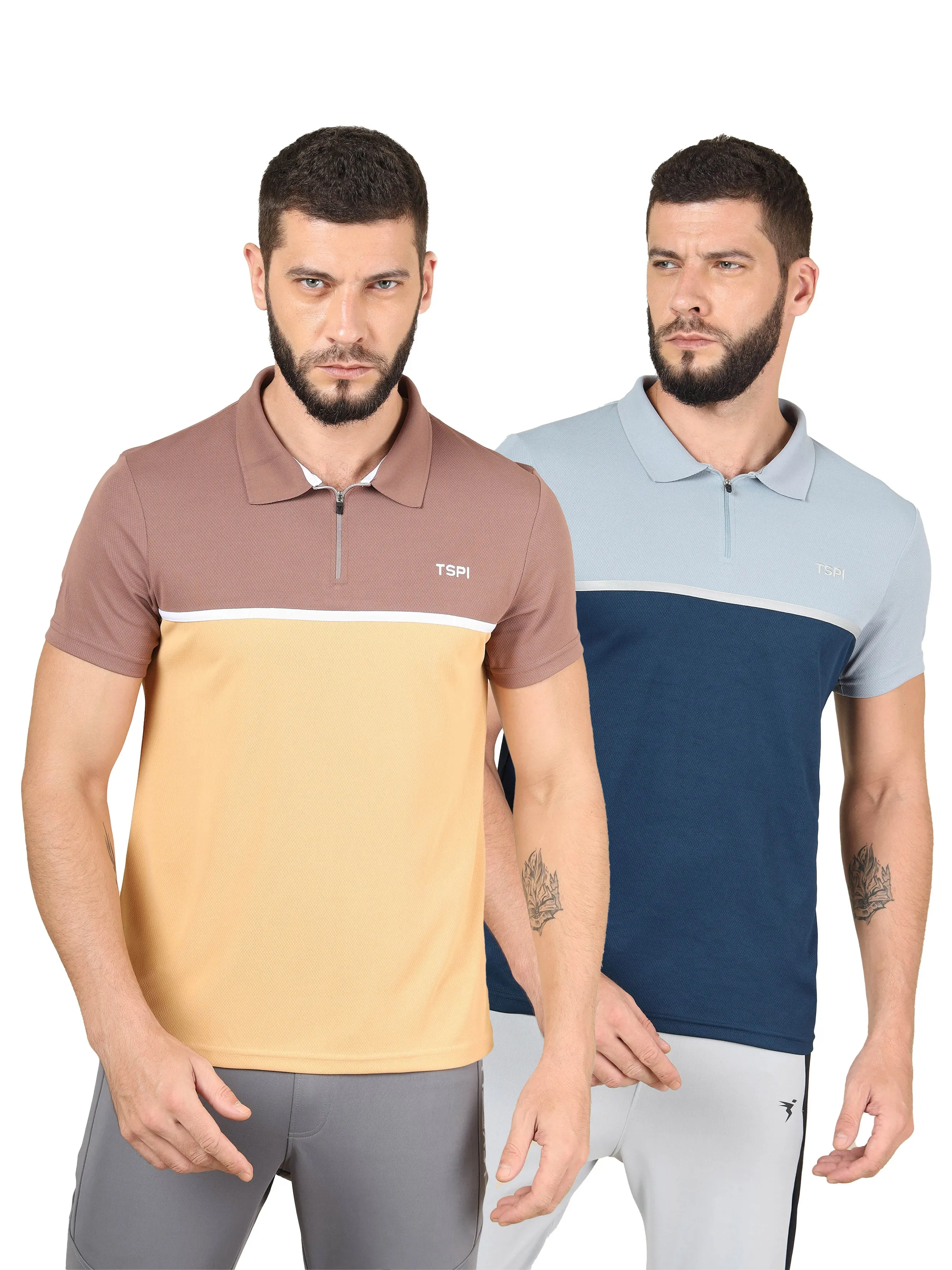 Men Colorblock Slim Fit Polo T-shirt with TECHNO COOL  (Pack of 2) Chill Vibe