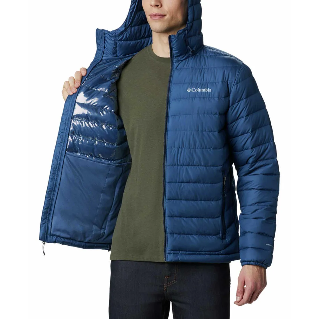 Premium Fit Columbia Men Blue Powder Lite Hooded Jacket