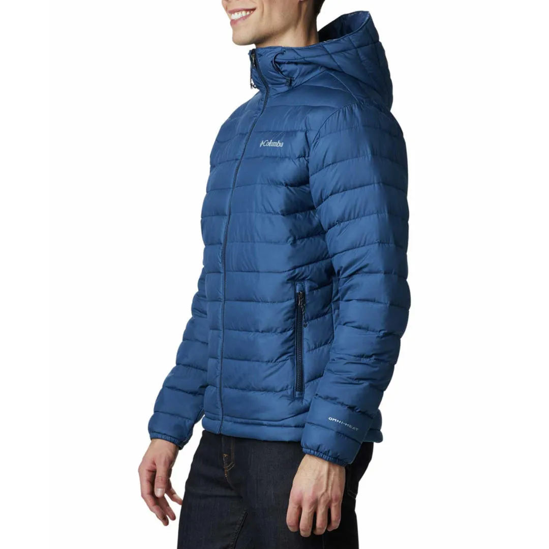 Tapered Silhouette Breathable Lining Columbia Men Blue Powder Lite Hooded Jacket