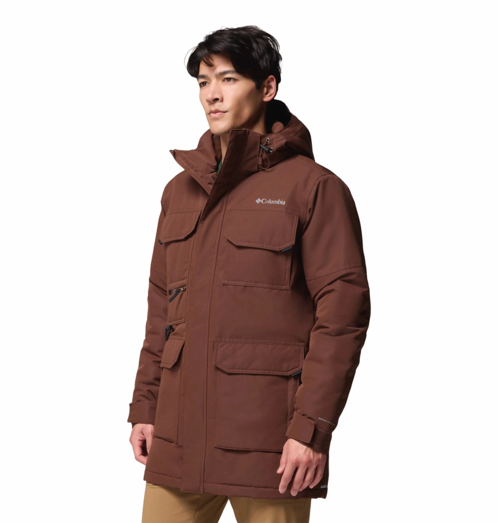 Columbia Men Brown OmniHeat Infinity Landroamer II Parka Jacket Trail Fit Business Meeting