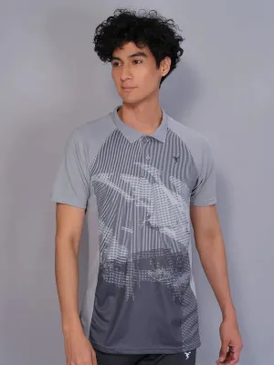Men Printed Slim Fit Polo T-shirt with TECHNO COOL  Group Mood Layered Shirt