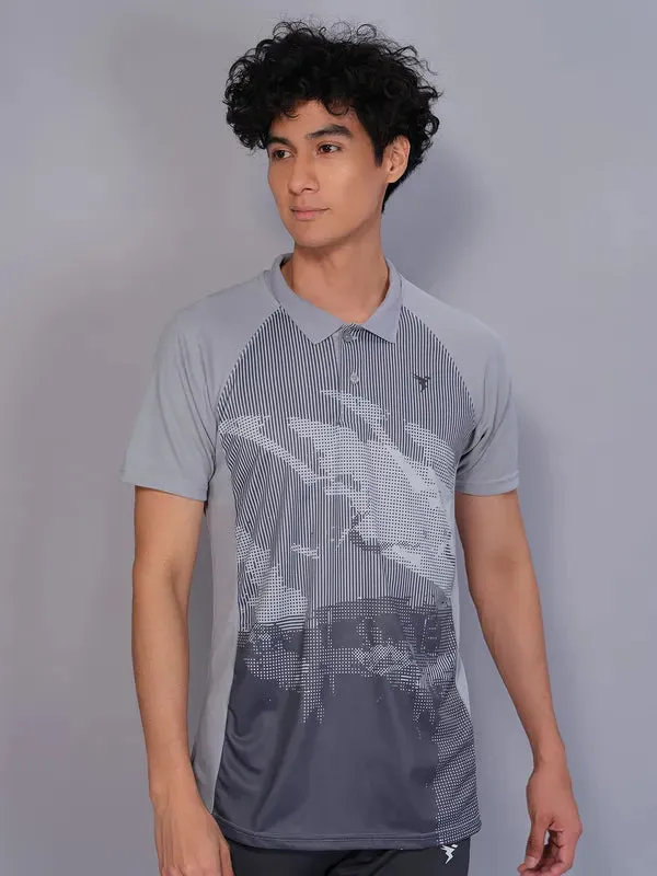 Men Printed Slim Fit Polo T-shirt with TECHNO COOL  Graceful Design slim fit