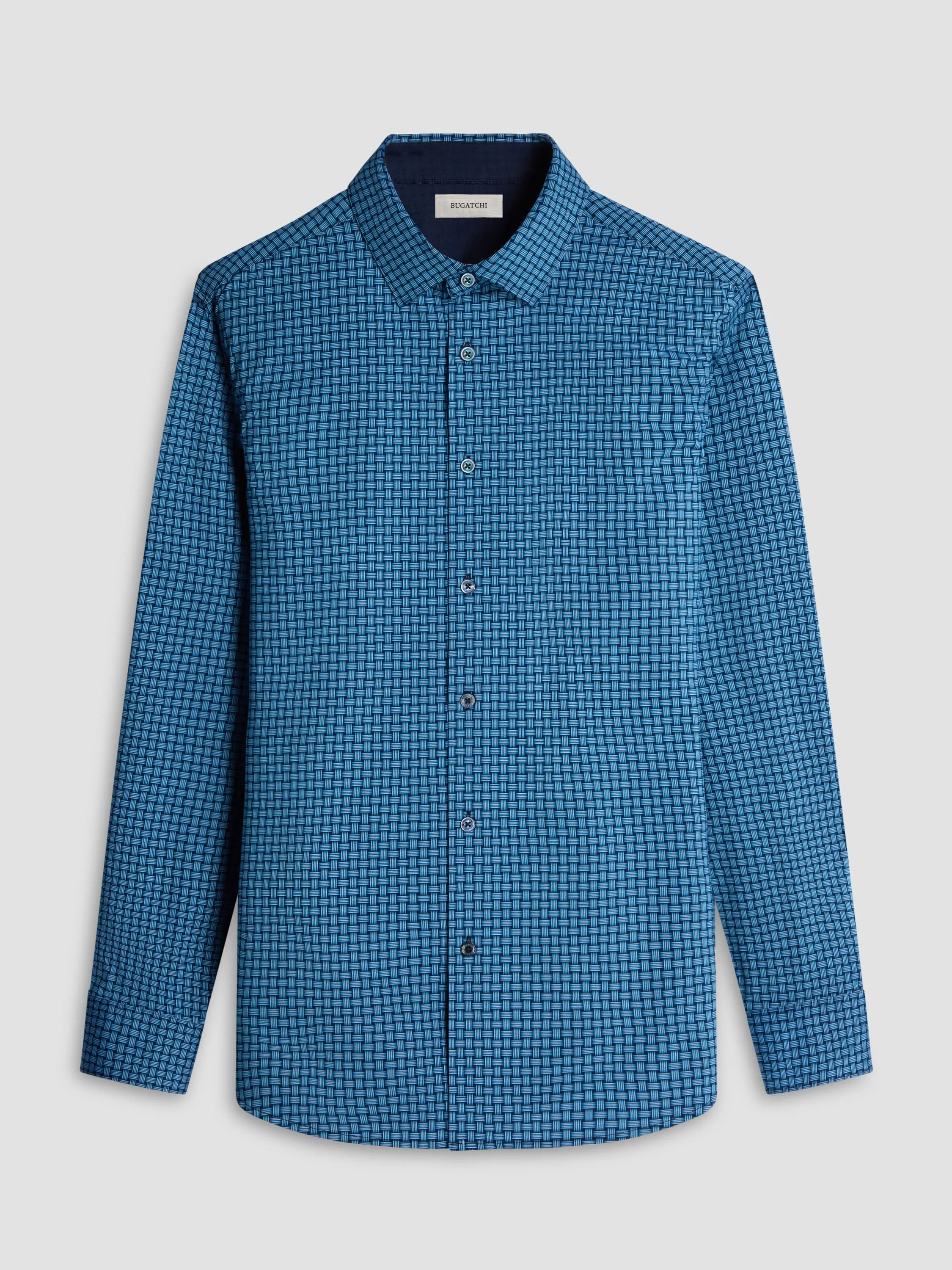 Sun Beam Bugatchi Jimmy Double Sided OoohCotton Long-Sleeve Shirt - Turquoise
