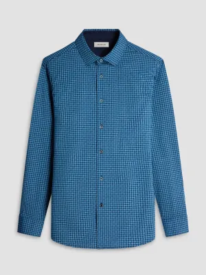 Sun Beam Bugatchi Jimmy Double Sided OoohCotton Long-Sleeve Shirt - Turquoise