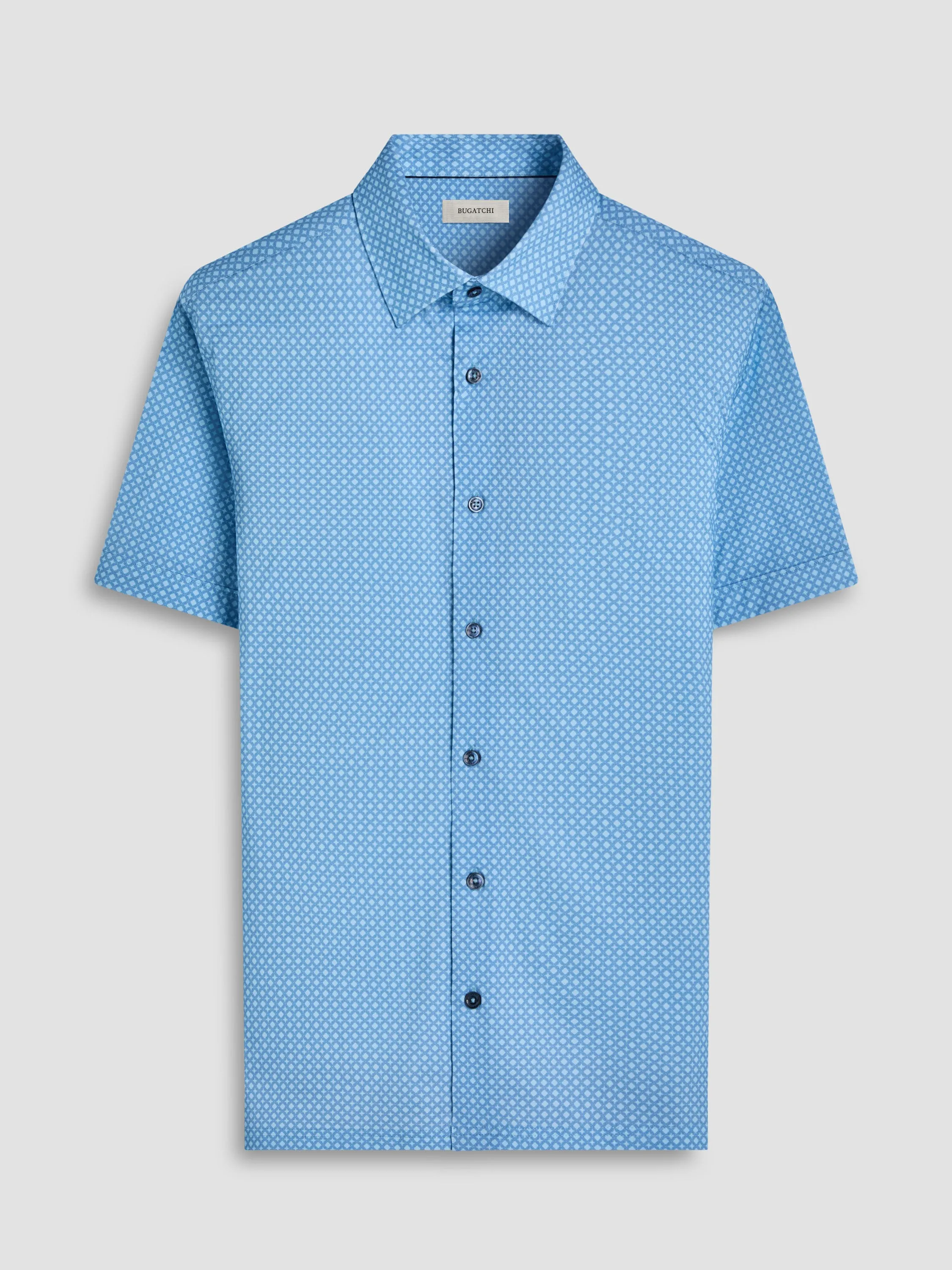 Bugatchi Milo OoohCotton Short-Sleeve Shirt - Turquoise Soul Ease