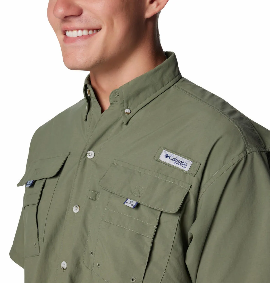 Columbia Men Green Bahama II S/S Shirt (Sun Protection) Lightweight sweater Versatile Fashion