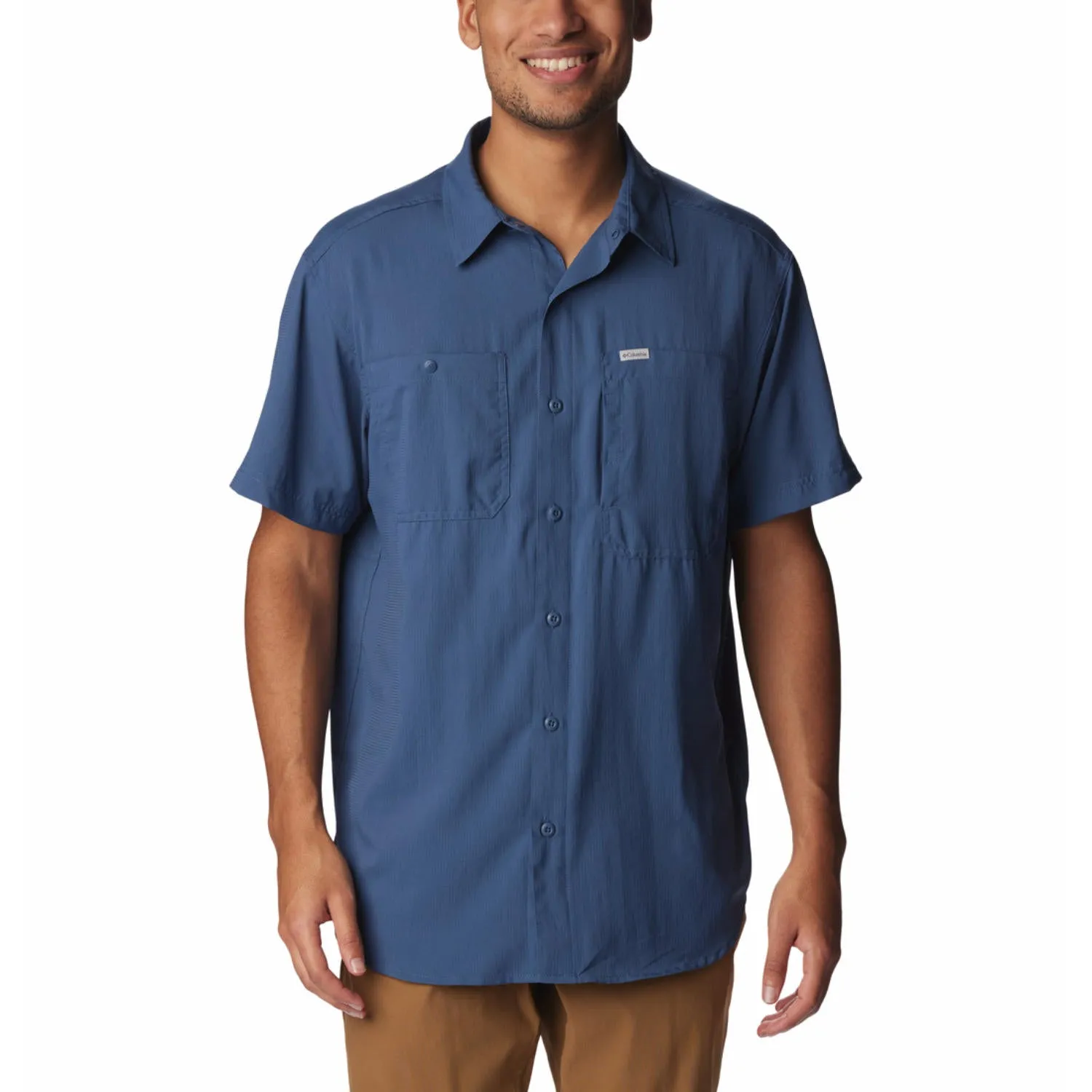 BalancedDrape Columbia Men Blue Silver Ridge Utility Lite Short Sleeve (Sun Protection)