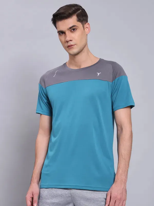 Street Comfort Men Colorblock Slim Fit Crew Neck T-shirt with TECHNO COOL 