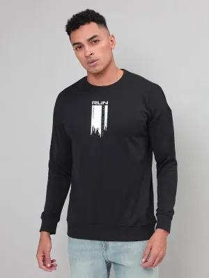 Cozy Design Men Printed Slim Fit Crew Neck Sweatshirt with ELASTO PLUS