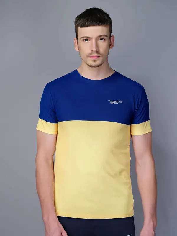 Relaxed Layers Men Colorblock Slim Fit Crew Neck T-shirt with TECHNO GUARD