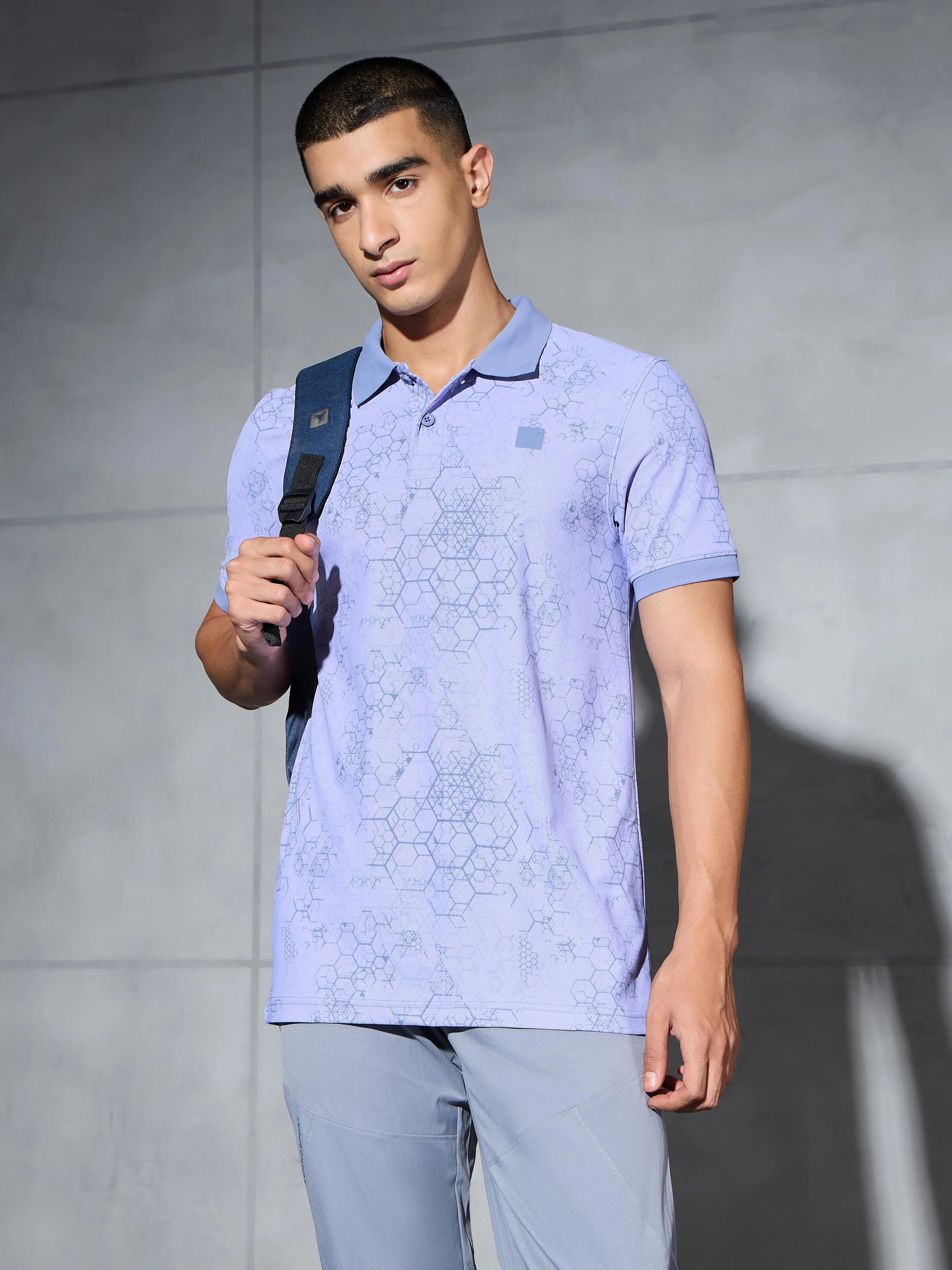 Men Printed Slim Fit Polo T-shirt with MATPIQ Rugged shoes
