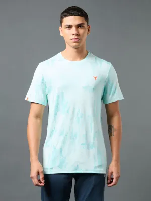 Classic and Comfy Abstract print Men Jacquard Slim Fit Crew Neck T-shirt with DOUBLE COOL