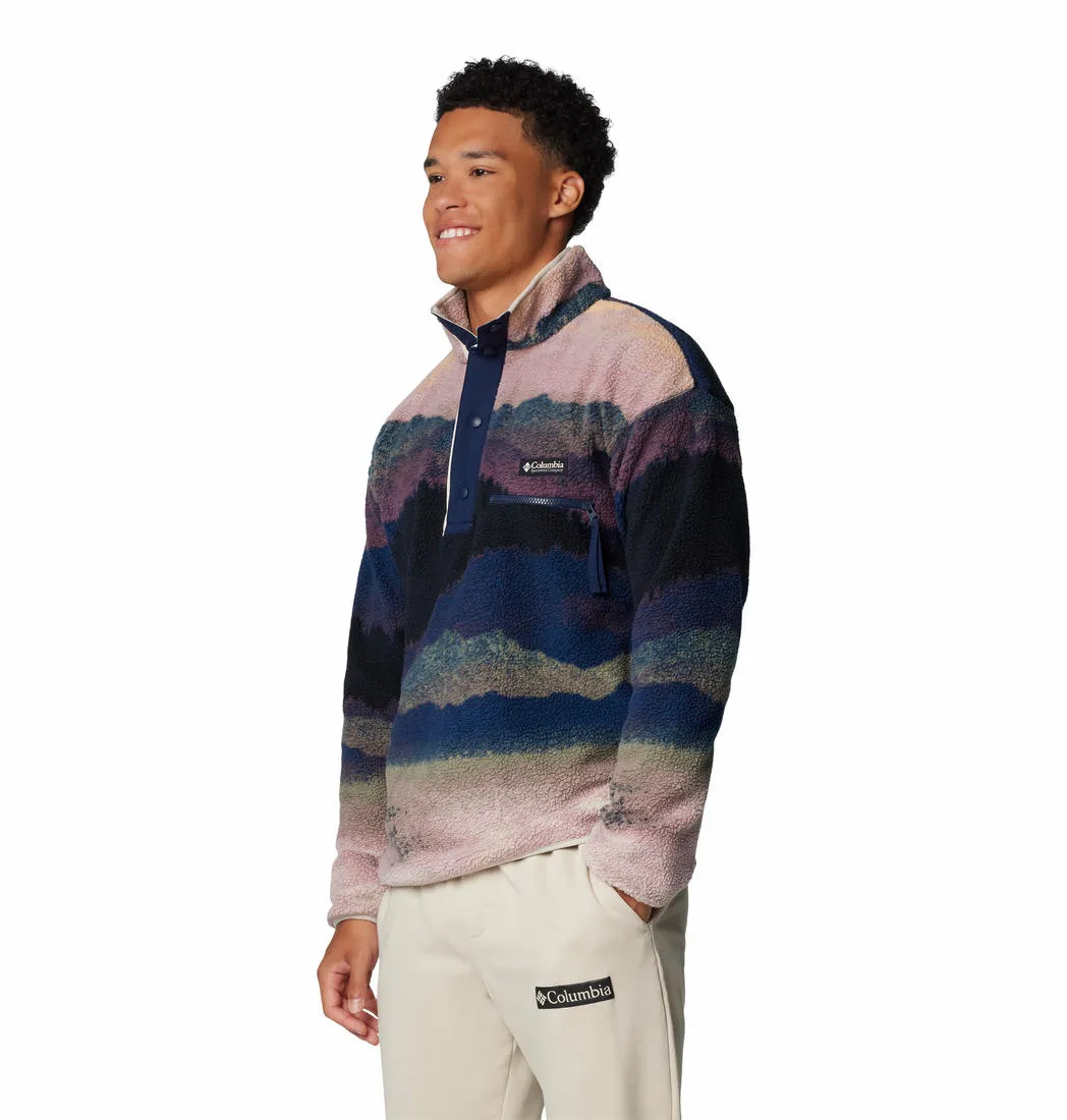 Columbia Men Blue Helvetia II Printed Half Snap Fleece Comfy Layer Stay Loose