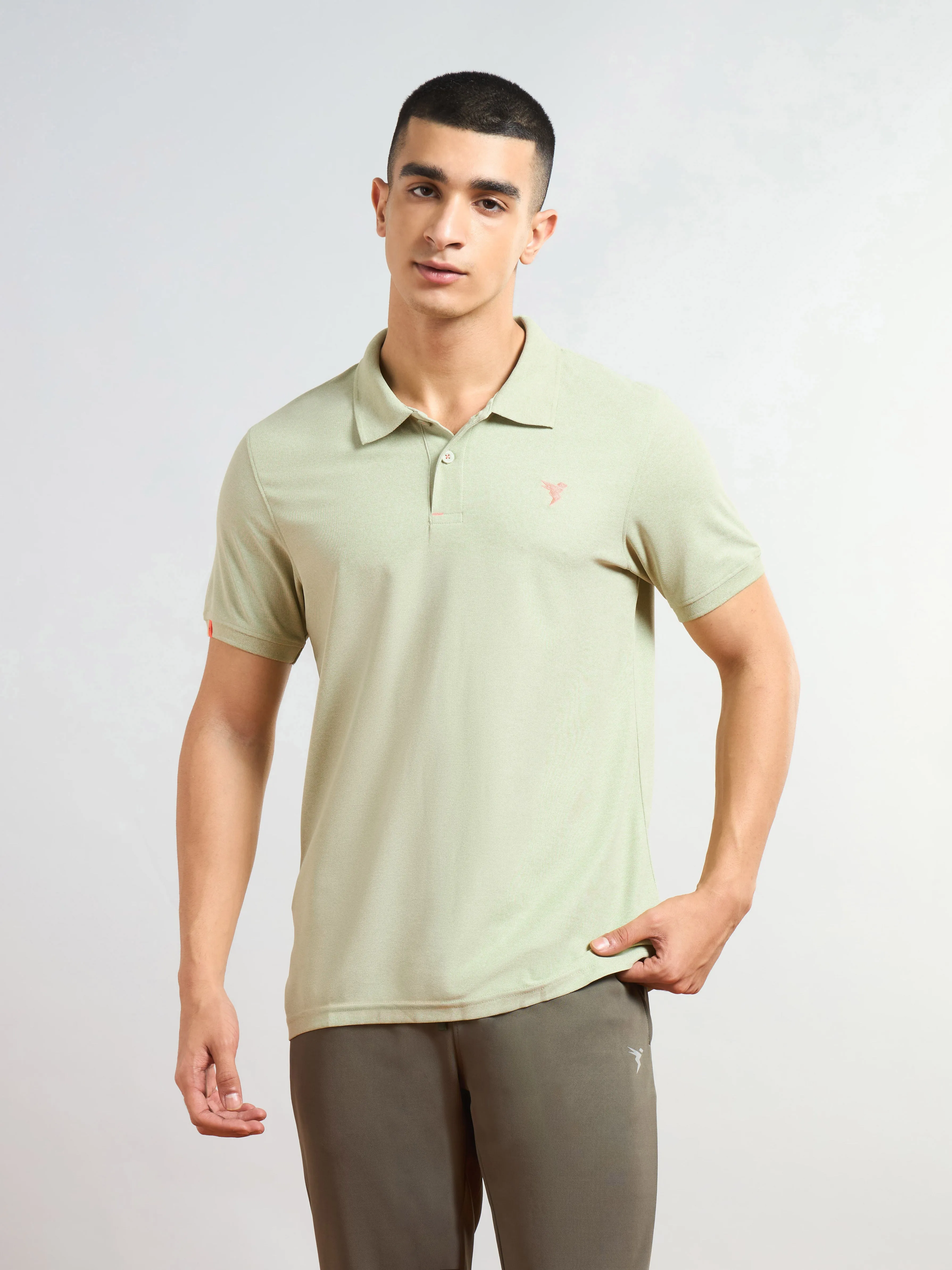 Men Solid Slim Fit Polo T-shirt with MATPIQ Versatile Layer Sporty Style
