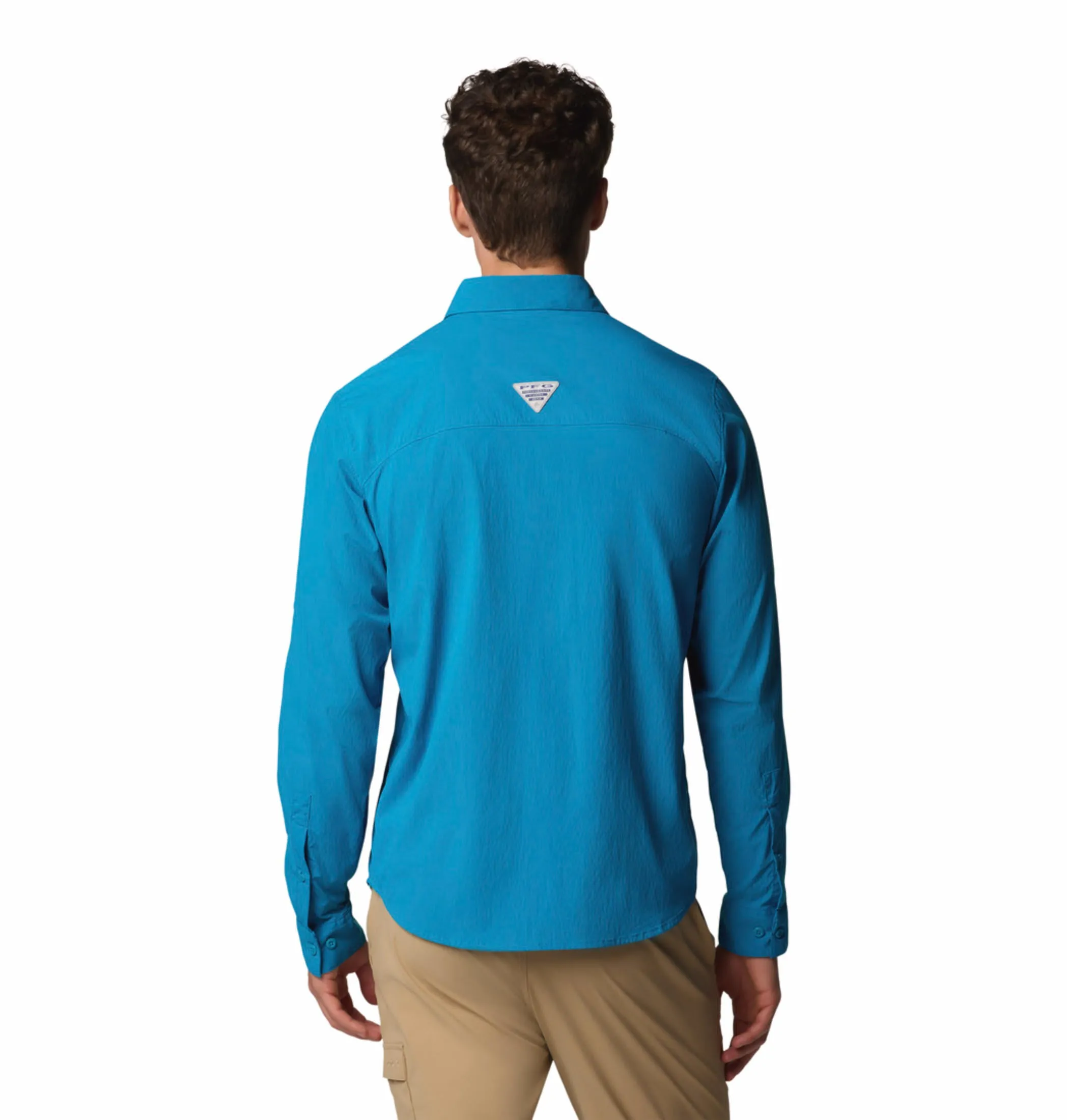 Earth Glow Columbia Men Blue Wild Cast Long Sleeve Shirt (Sun Protection)