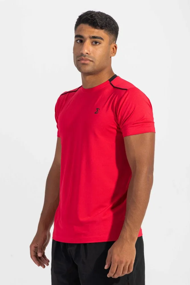 QuickDryDesign Casual Sweater Racket Sports Tee Flame Scarlet