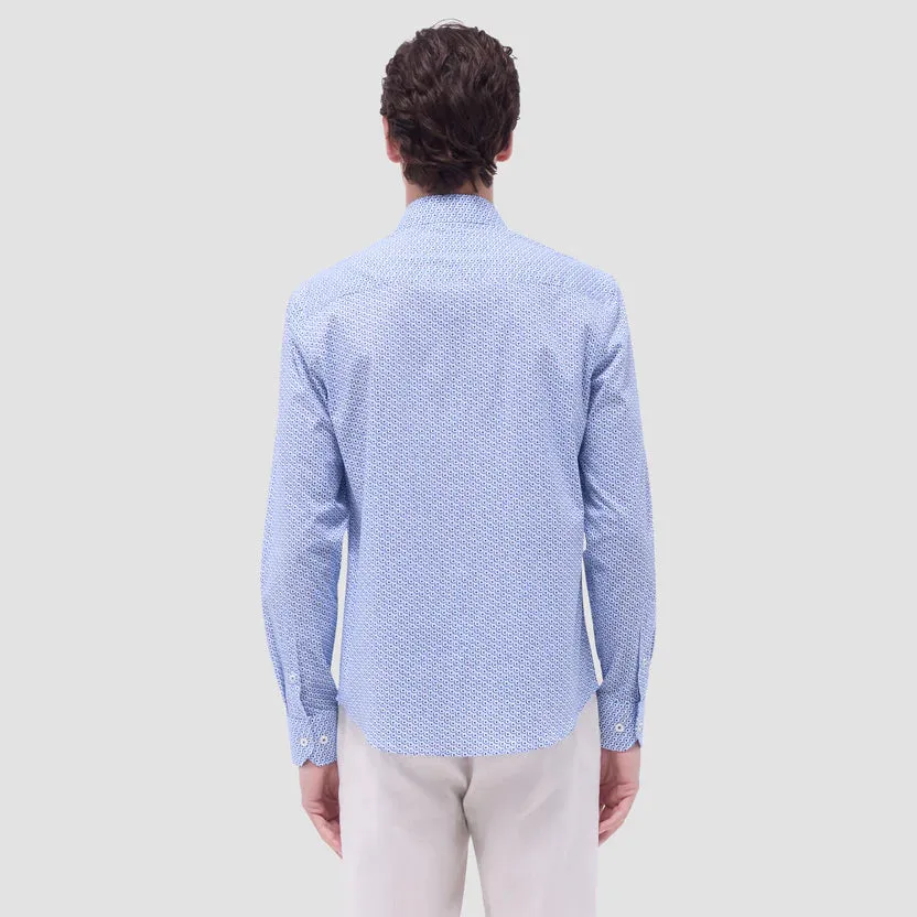 Bugatchi Axel Geometric Long-Sleeve Shirt - Classic Blue Ice Fit