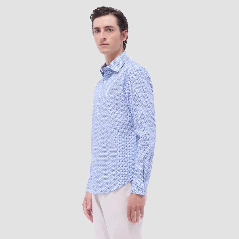 Bugatchi Axel Geometric Long-Sleeve Shirt - Classic Blue Trendy Look