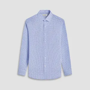 Bugatchi Axel Geometric Long-Sleeve Shirt - Classic Blue MeshVentilation Neo Mode