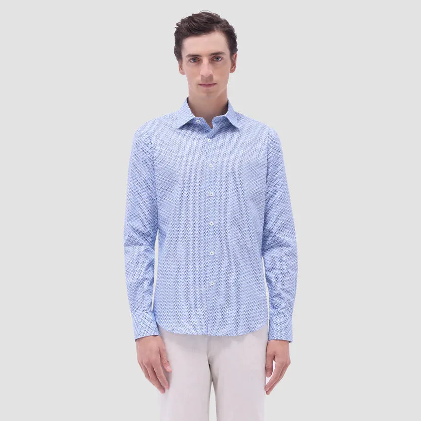 Opaque Tone Bugatchi Axel Geometric Long-Sleeve Shirt - Classic Blue