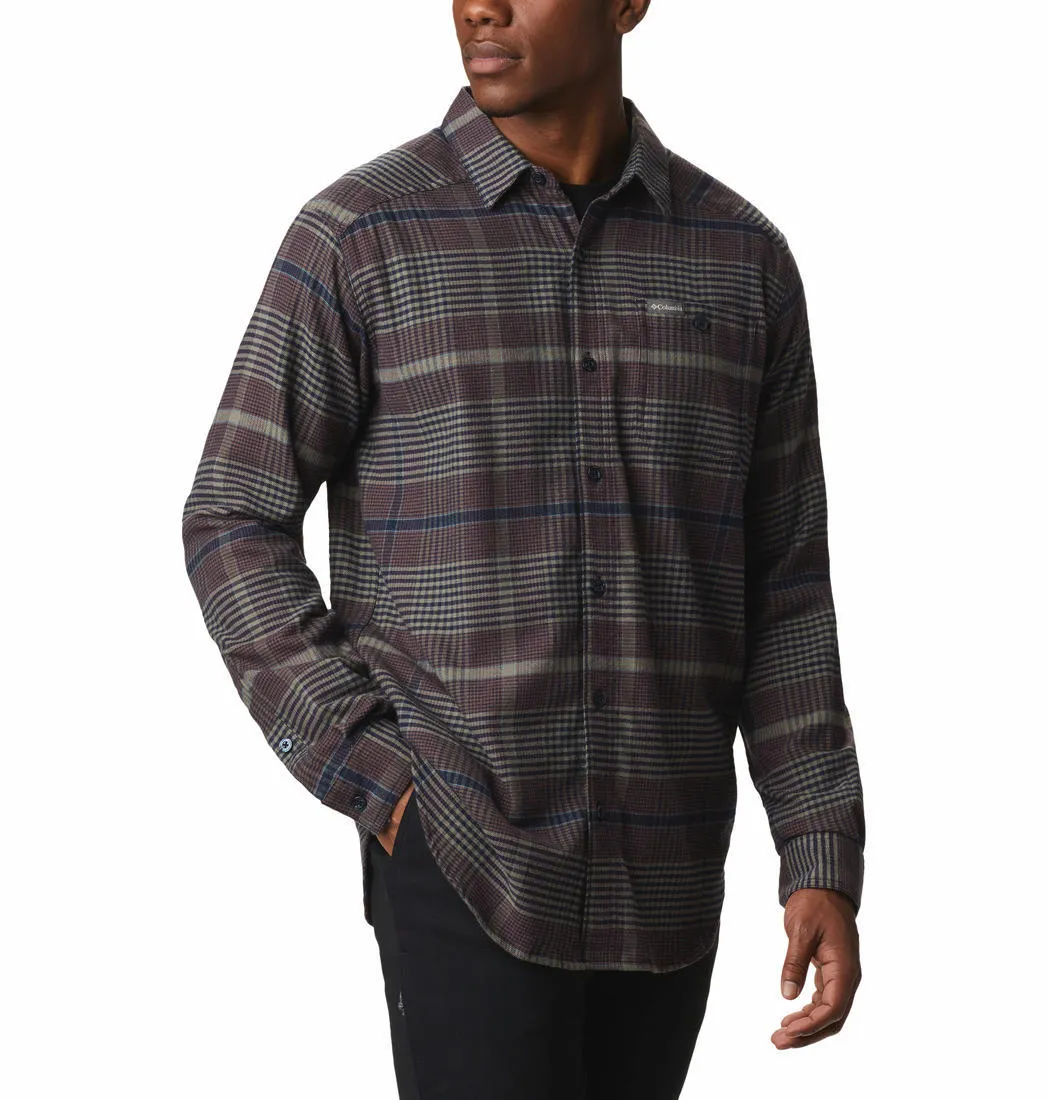 Columbia Men Green Cornell Woods Flannel Long Sleeve Shirt DoubleLayeredEdging DoubleStitchedEdges