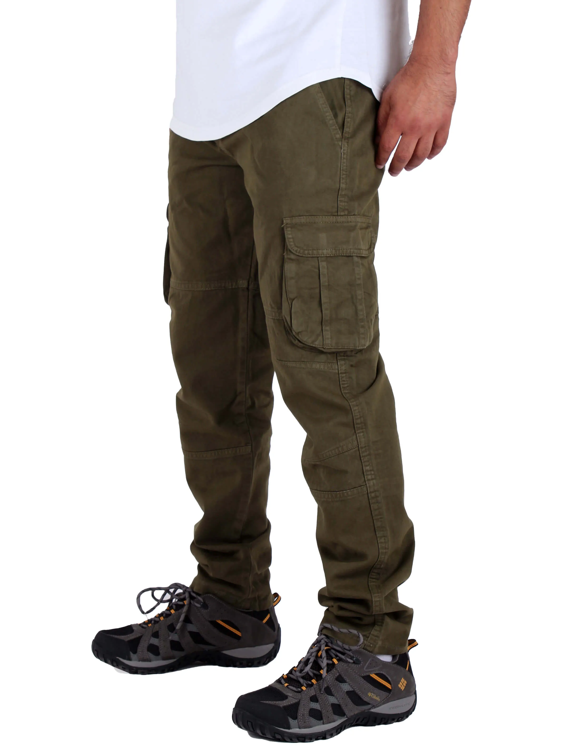 Craft Edge AbrasionFree Edging Washed Cargo Pants With Elastic Waist Unisex  - Olive Green